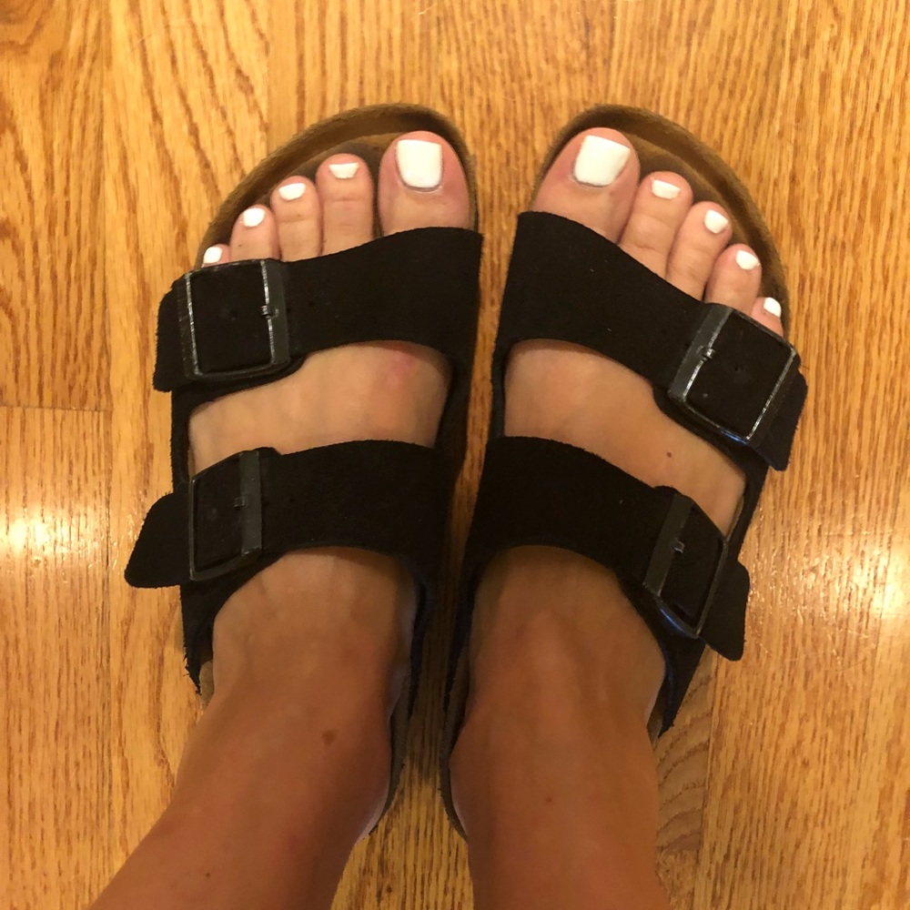 Black suede Birkenstocks sz 38N/ 7-7.5